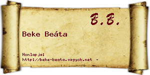 Beke Beáta névjegykártya