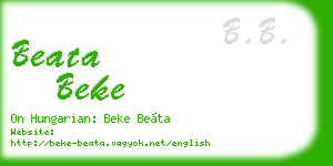 beata beke business card