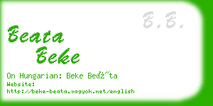 beata beke business card